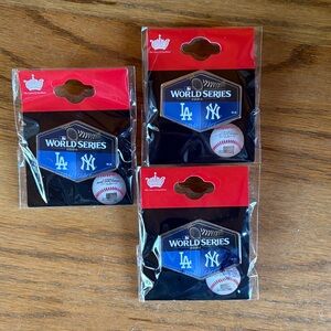 THREE (3) 2024 MLB World Series Dodgers vs Yankees limited edition pins